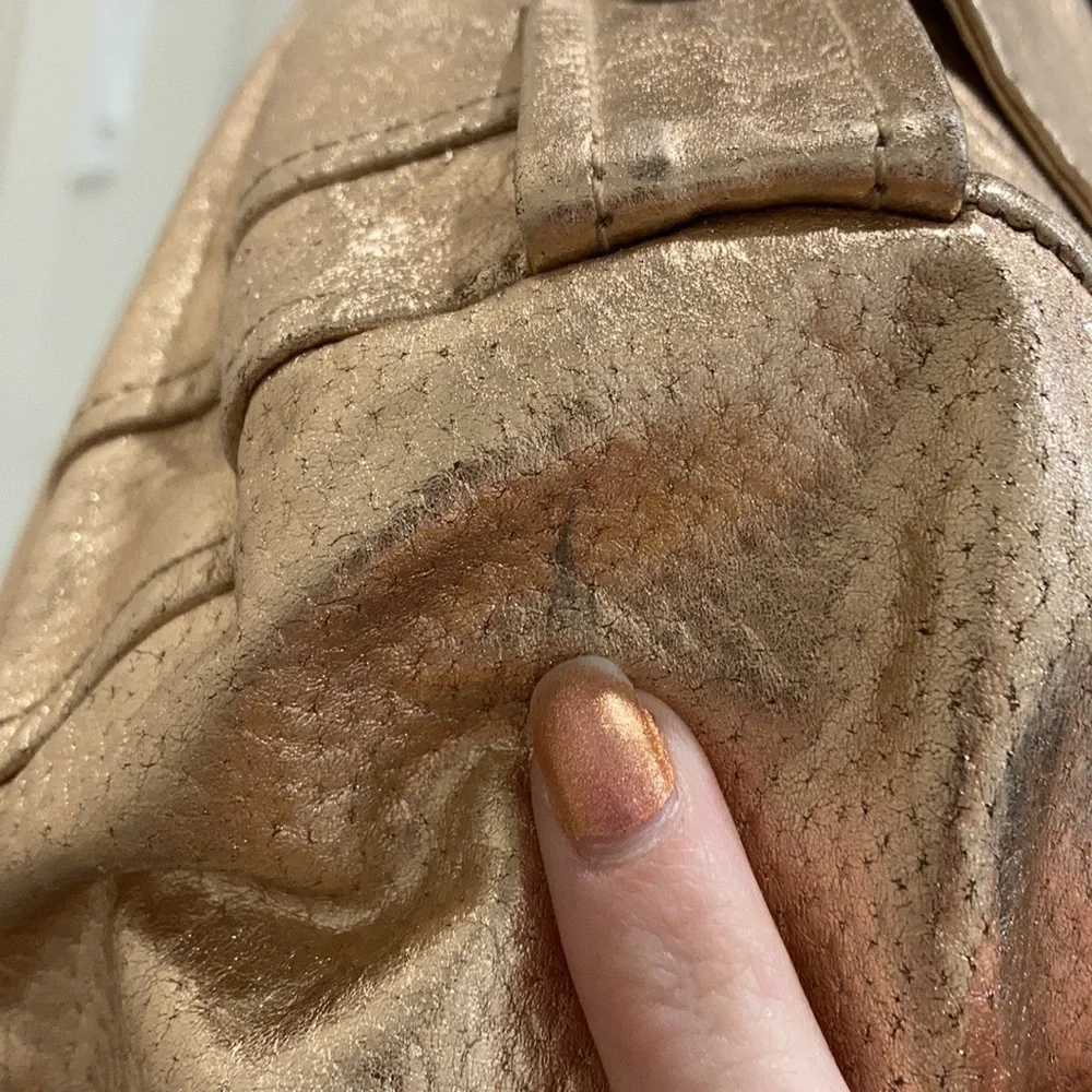 Zara Woman Metallic Rose Gold Leather Moto Jacket - Picture 16 of 16
